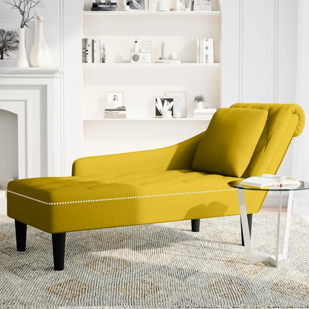 Sdraio con Cuscino e Bracciolo Destro in Velluto Giallo CFW4458803