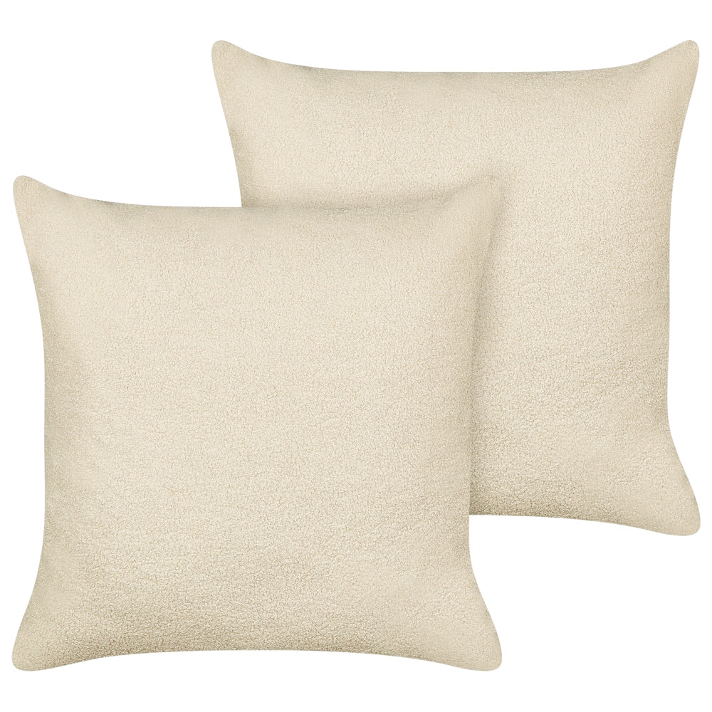 Set di 2 cuscini decorativi Beige Boucle 60 x 60 cm fodera rimovibile con cerniera Accessori decorativi Boho