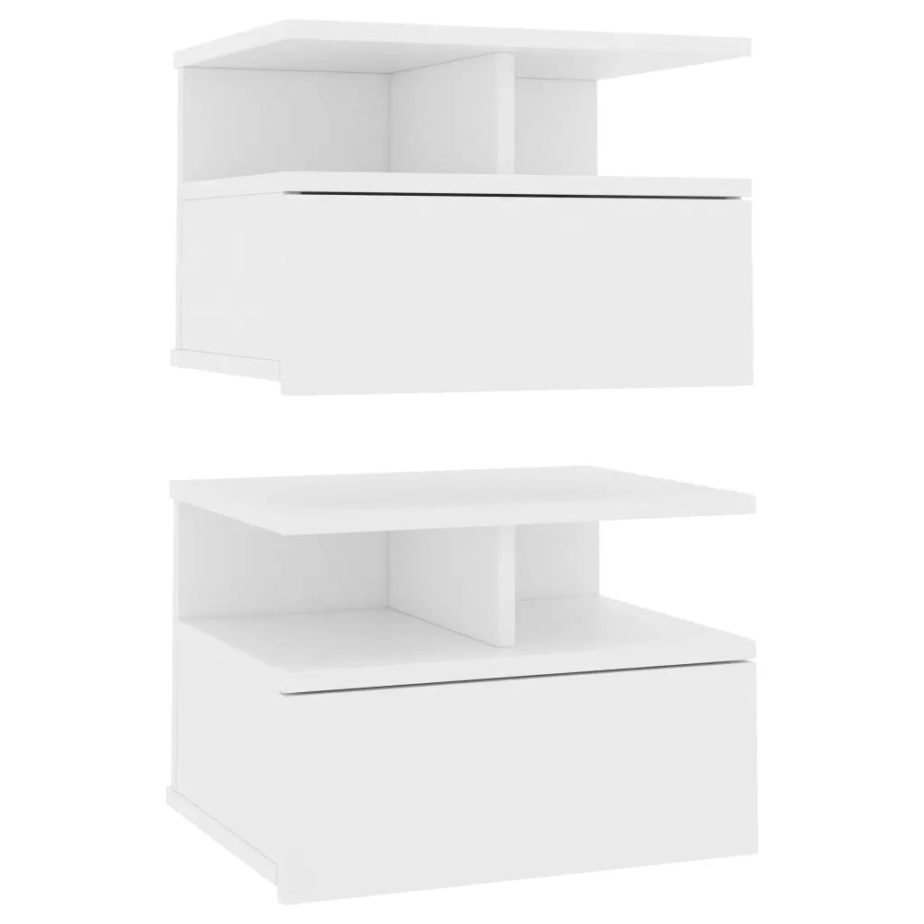 Comodini Pensili 2 pz-Set di 2 Tavolino da notte Bianchi 40x31x27 cm in Legno Multistrato