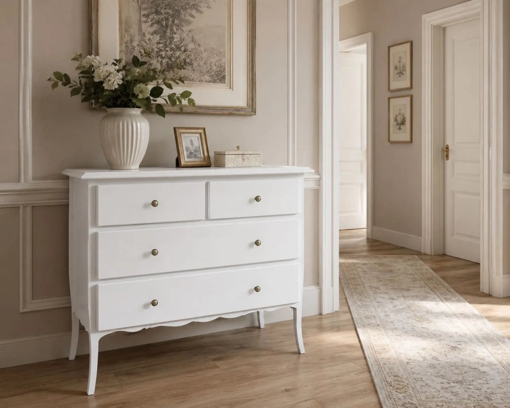 ComÒ 4 cassetti classico bianco opaco 112x52x91 (6068) - Mobili 2G