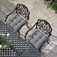 Set di 4 Cuscini per Sedie da Giardino, Cuscini per Esterno Trapuntati, 48L x 48P cm, Grigio