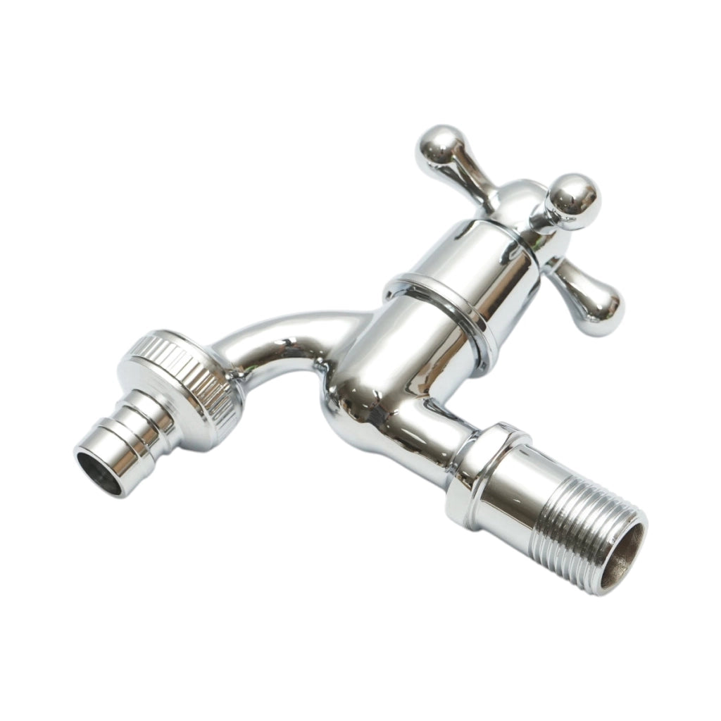 Rubinetto per acqua di servizio, montaggio a parete, acciaio inox, cromo lucido