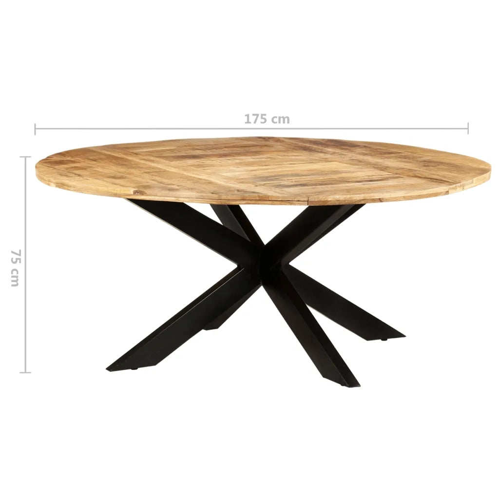 Tavolo da Pranzo Rotondo 175x75 cm in Massello di Mango Grezzo 321684