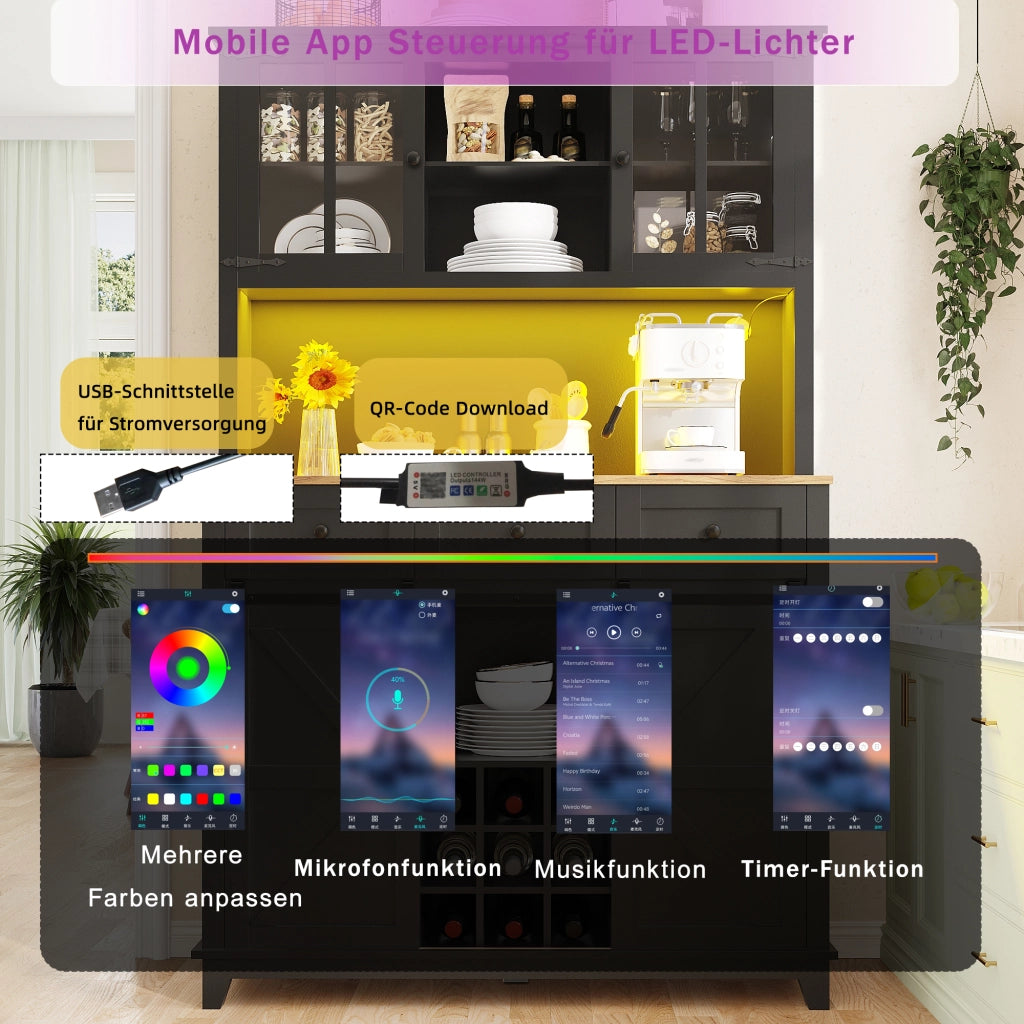 ARMADIO DA CUCINA 105x38,4x180 cm Nero MDF con LED