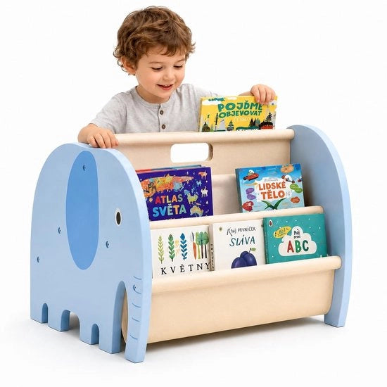 Cassettiere Portatile per Bambini in Legno - 4 Livelli - Design Elefante - Facile da Assemblare