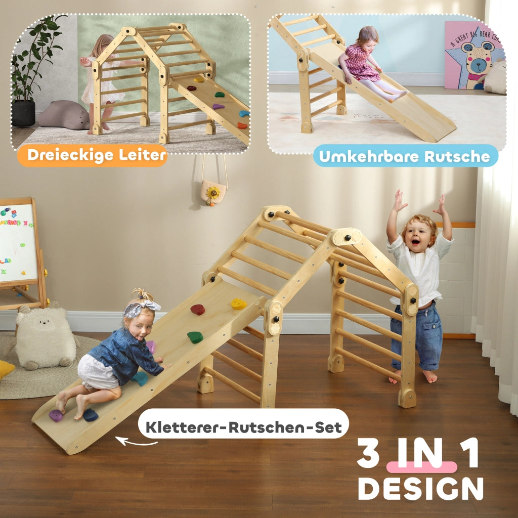 Letto a soppalco 3 in 1 con scala e scivolo ¨C ZephMum ¨C in legno per bambini 1.5-4 anni