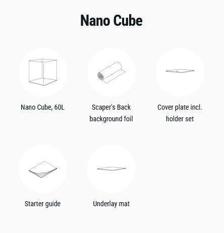Dennerle Nano Cube 60L - Mini acquario con vetro panoramico cm38x38x43h