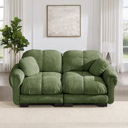 Divano modulare in chenille con cuciture trapuntate 190x86x90 cm; verde