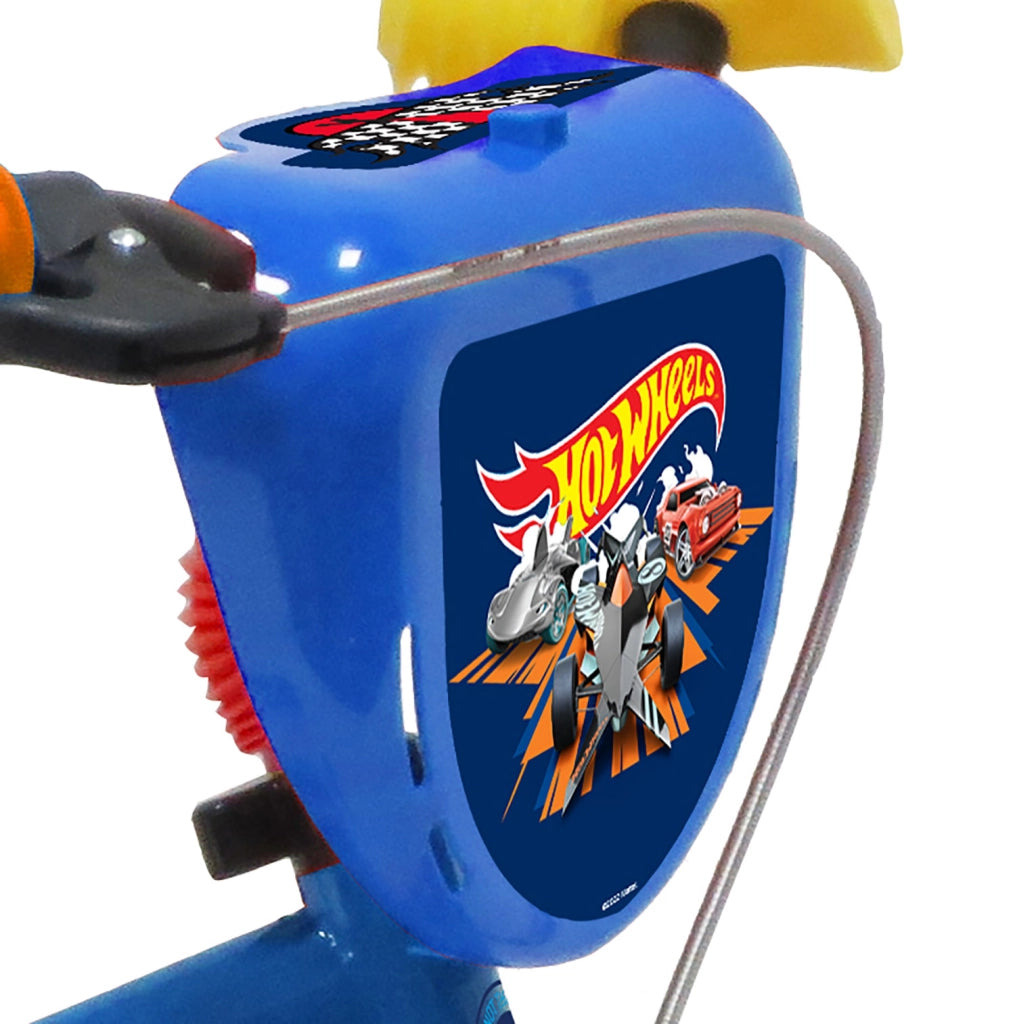 Bicicletta per Bambini 12" Hot Wheels Freno Caliper e Stabilizzatori in Acciaio Hi-Ten Blu e Rosso