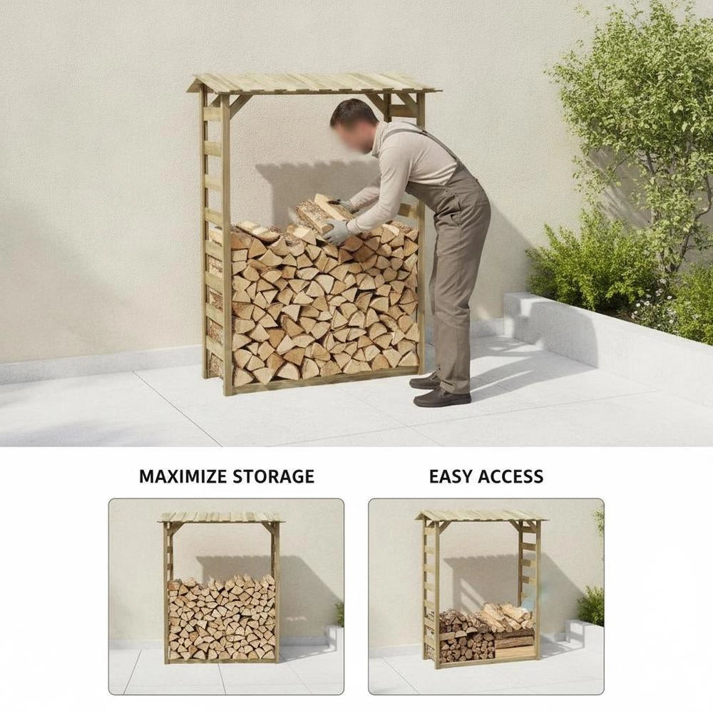 Firewood Storage Shed 150x44x176 Cm Impregnated Pine Wood