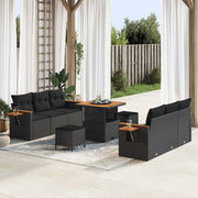 Set Divano da Giardino con cuscino 11 pcs Nero polyrattan 3365074