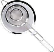 Set di Setaccio in Acciaio Inox Premium - Setaccio per Vaschetta - Set di Setacci - Ø 7, 12 e 18 cm - Resistenti al Vaso da Vaschetta - Set Flessibile e Duraturo
