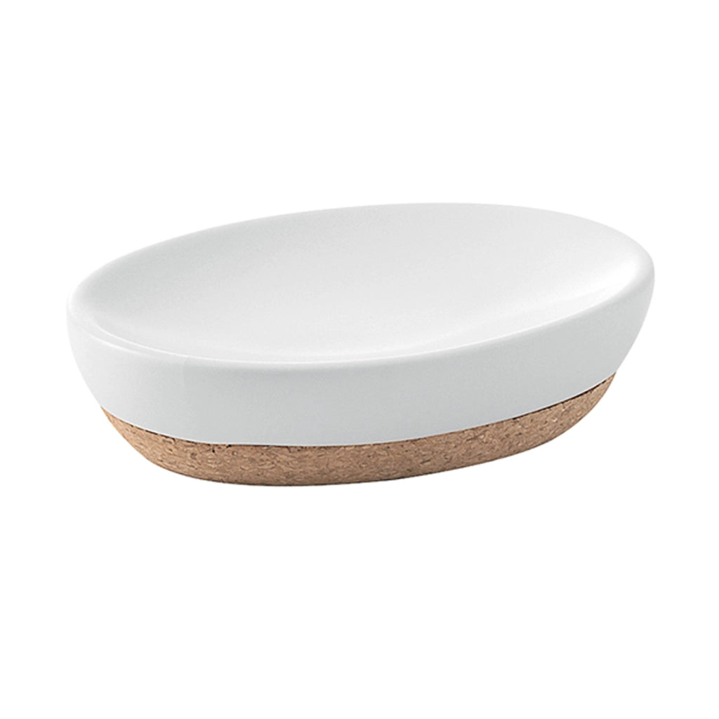Portasapone d'appoggio in ceramica e sughero IL11 Gedy serie ILARY Bianco