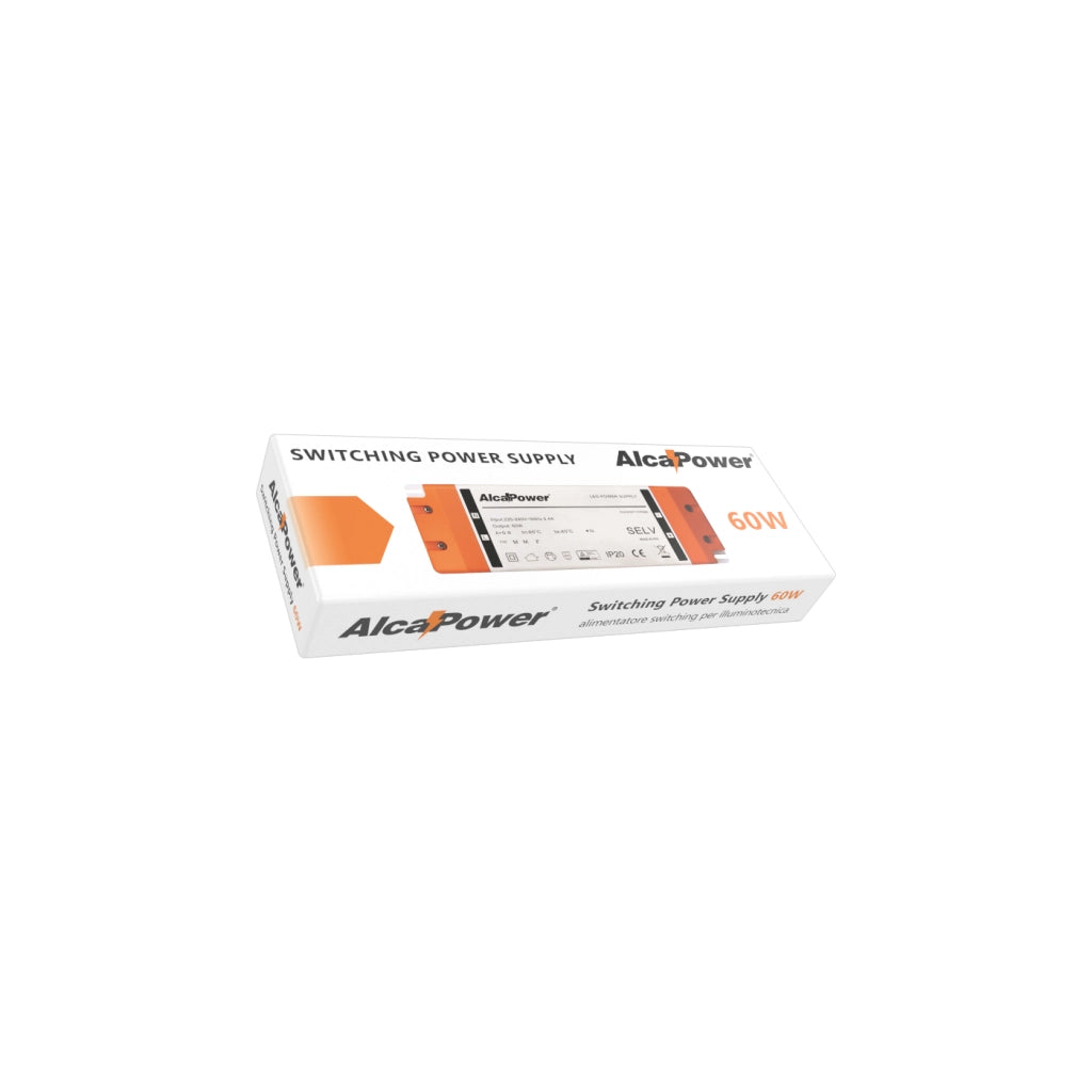 Alcapower Alimentatore Switching IP20 24V 60W 2.5A per Illuminotecnica, Convertitore di tensione a profilo ribassato per installazioni professionali