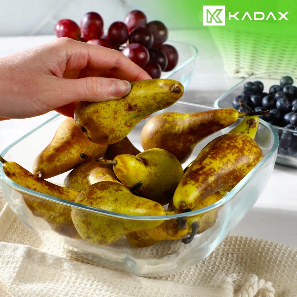 Ciotola per insalata KADAX, ciotola in vetro per snack, insalate e frutta, ciotola quadrata da 20 cm
