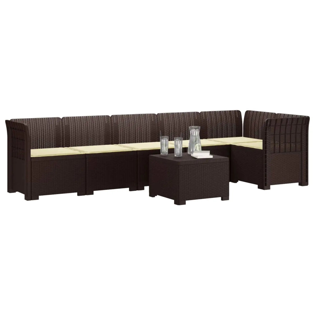 Divano da Giardino 6 Posti con Cuscini Aspetto Rattan PP 3444110