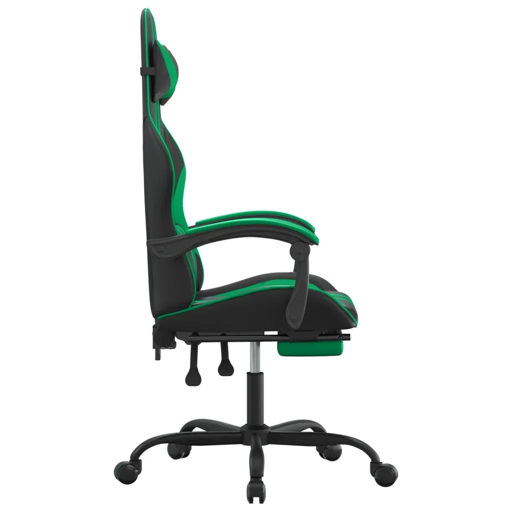 Sedia da Gaming con Poggiapiedi Nero e Verde in Similpelle 3143833