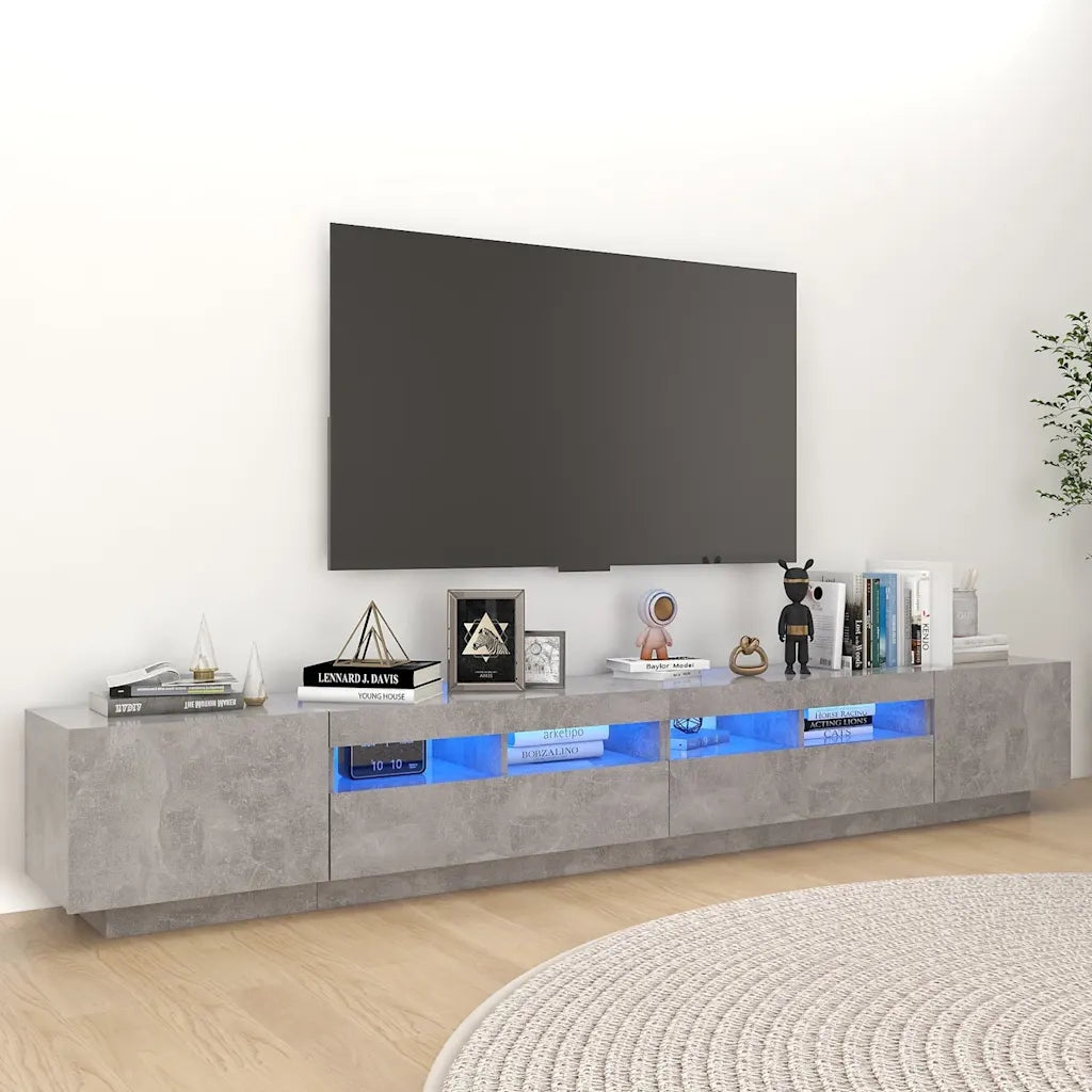 Mobile TV | Armadietto TV | Mobile Porta TV con Luci LED Grigio Cemento 260x35x40 cm