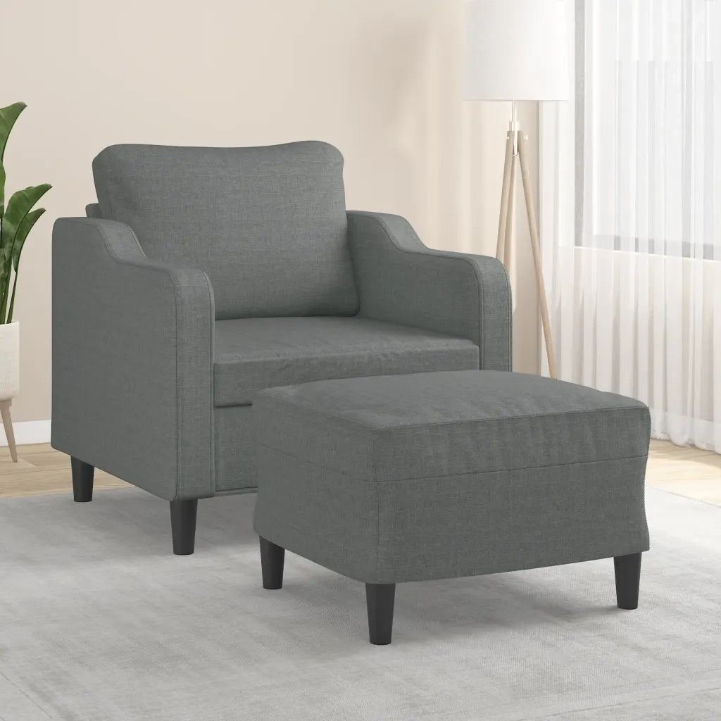 Divano Sedia-Poltrona con Poggiapiedi Grigio Scuro 60 cm in Tessuto 111823