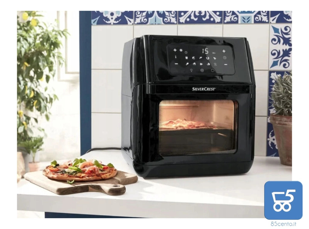 Friggitrice ad Aria 9 in 1 Grande 10 Litri con Vetro anteriore potenza 1800W SILVERCREST Nera Display Touch Temperatura da 40°C/200°C - Demo da Esposizione