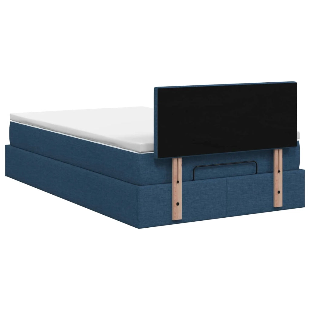 Letto ottomano con materasso Blu 120 x 190 cm Tessuto 3456315