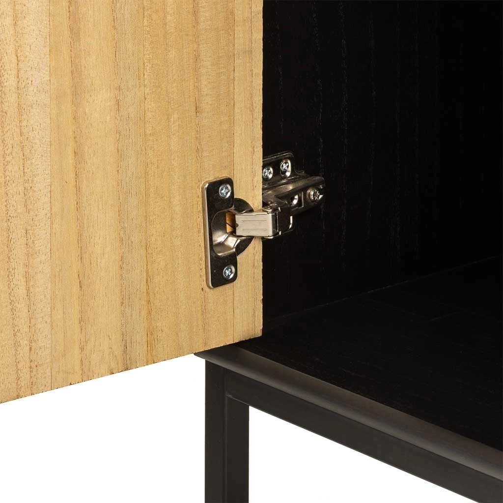 Comodino in legno di recupero nero con 1 anta 40x35x61h cm