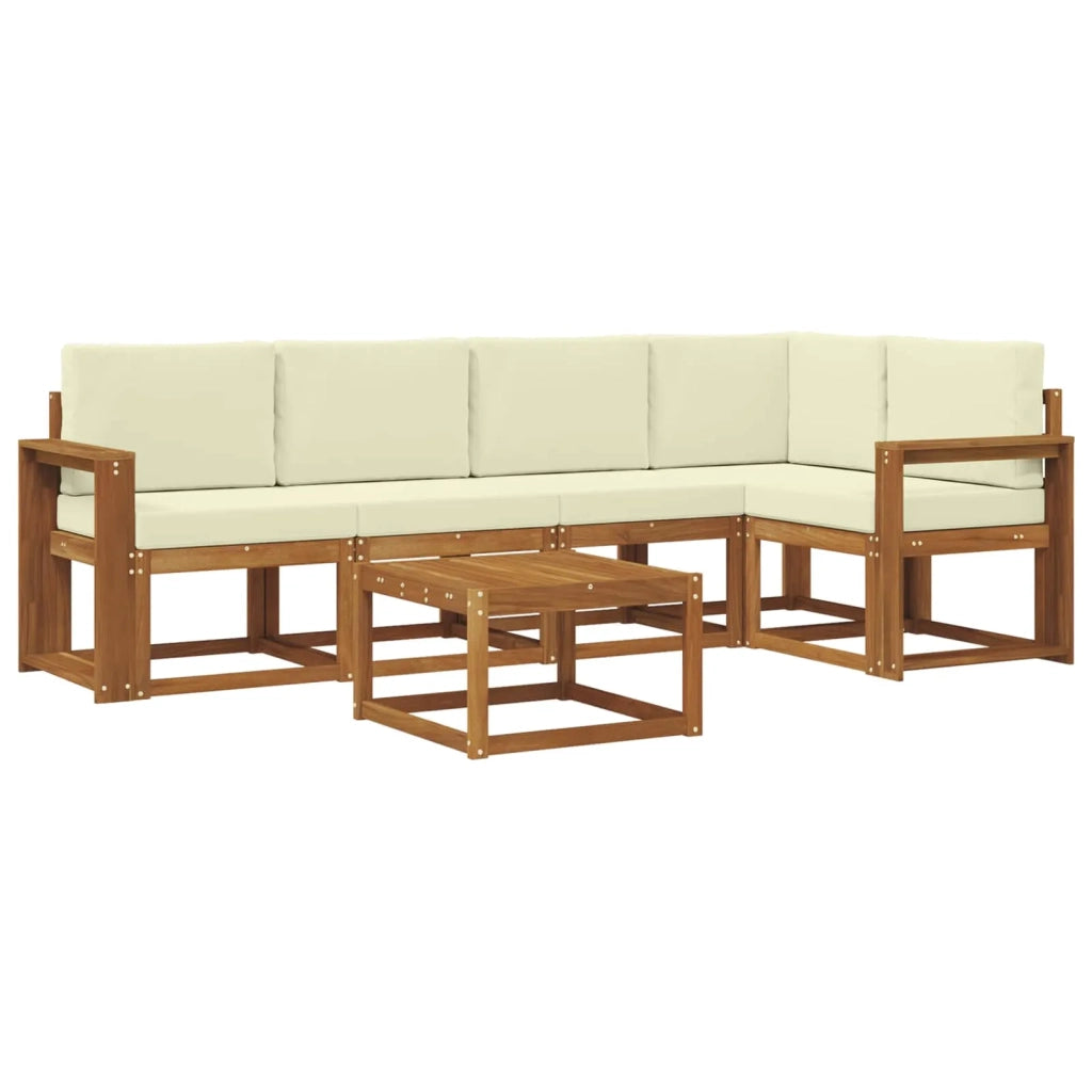 Set di divani da esterno con cuscino 6 pcs Naturale e Crema