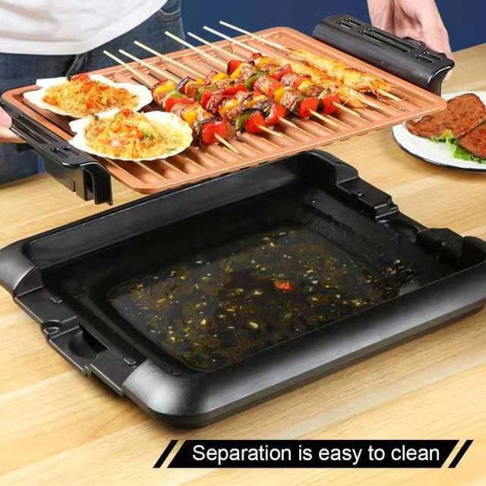 Trade Shop - Griglia Elettrica Antifumo 1000w Q-hb67 Grill Senza Fumi Piastra Antiaderente -