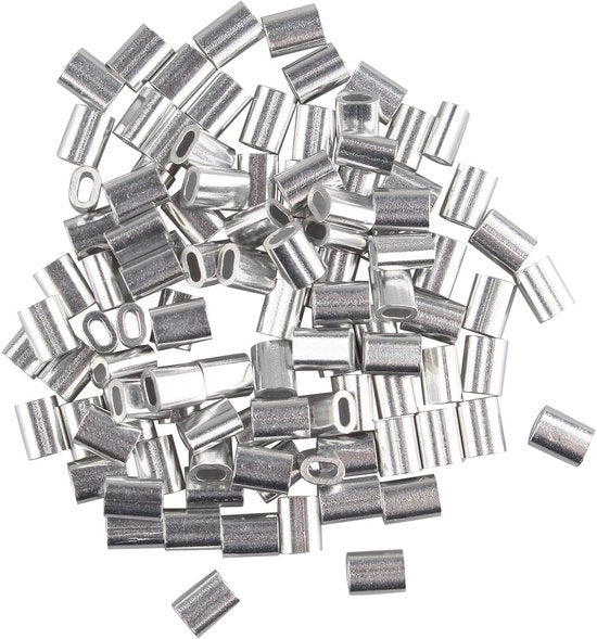 Crimpatore di cavi in alluminio 100 pezzi - Corrosione resistente - Resistenti alle corrosioni - Diametro di apertura 1,5 mm - Connettore di cavo