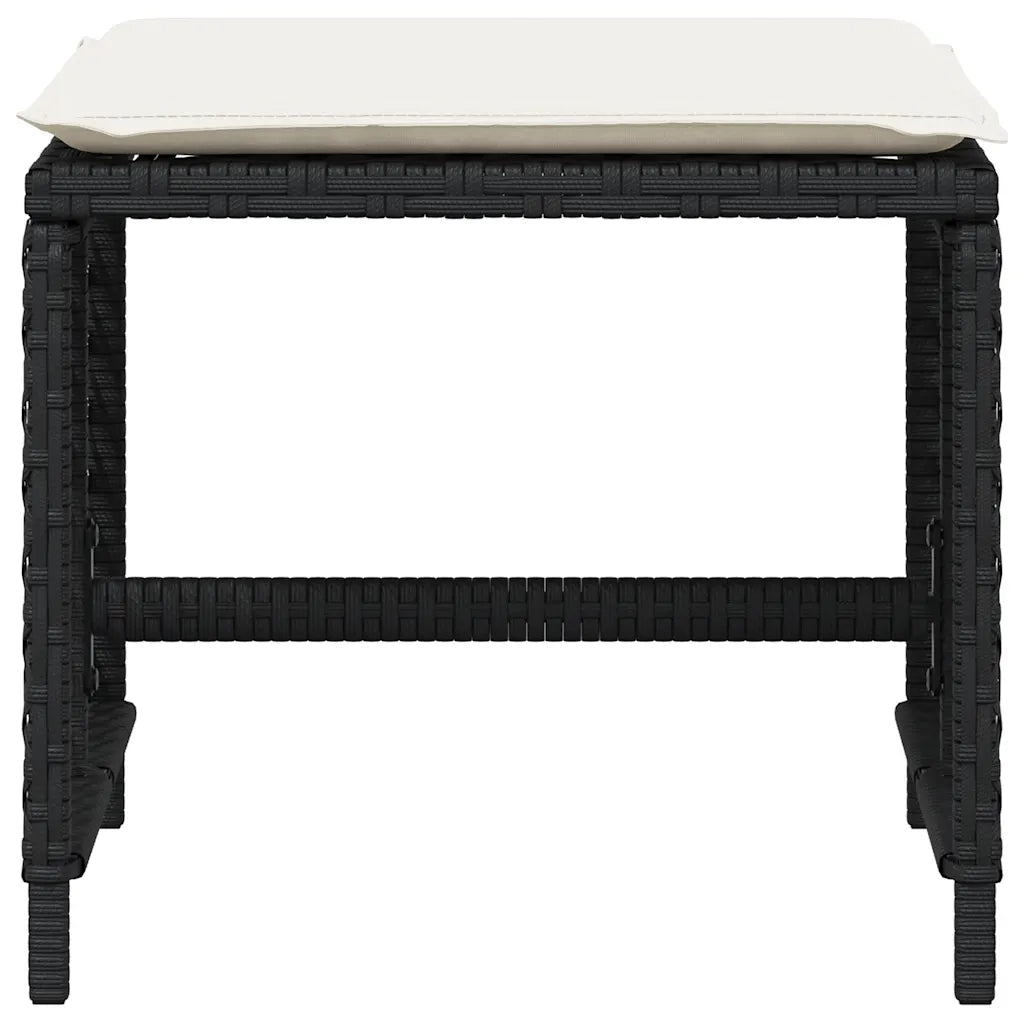 Sgabelli da Giardino con Cuscini 4pz Neri 41x41x36cm Polyrattan 365048