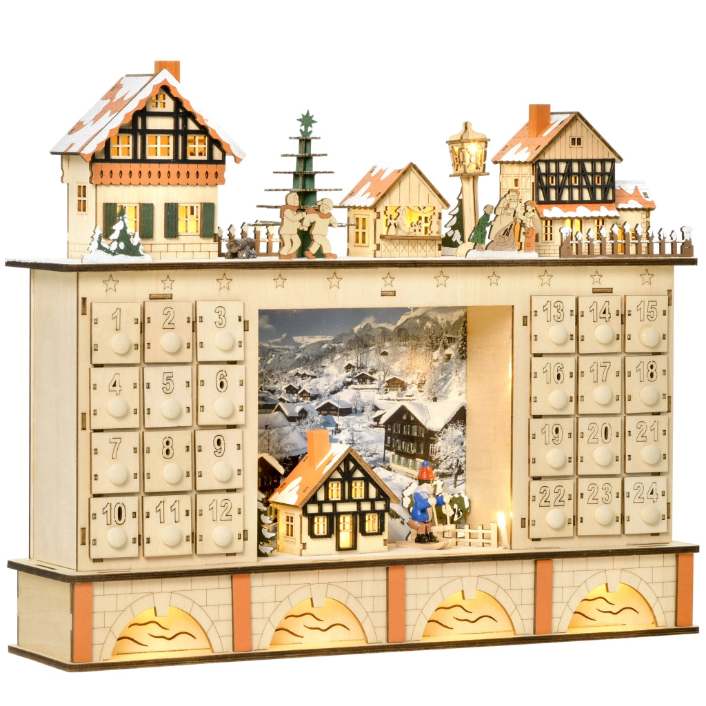 Calendario dell'Avvento in Legno con 24 Cassetti ¨C zephmum ¨C 44x10x37cm