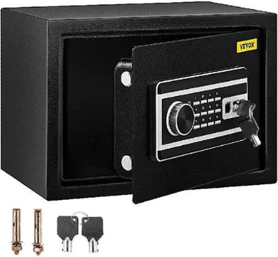 Cassa di sicurezza per casa - Con chiusura a cifre e rilevamento impronte digitali - 35 x 25 x 25 cm - 22L - Nero