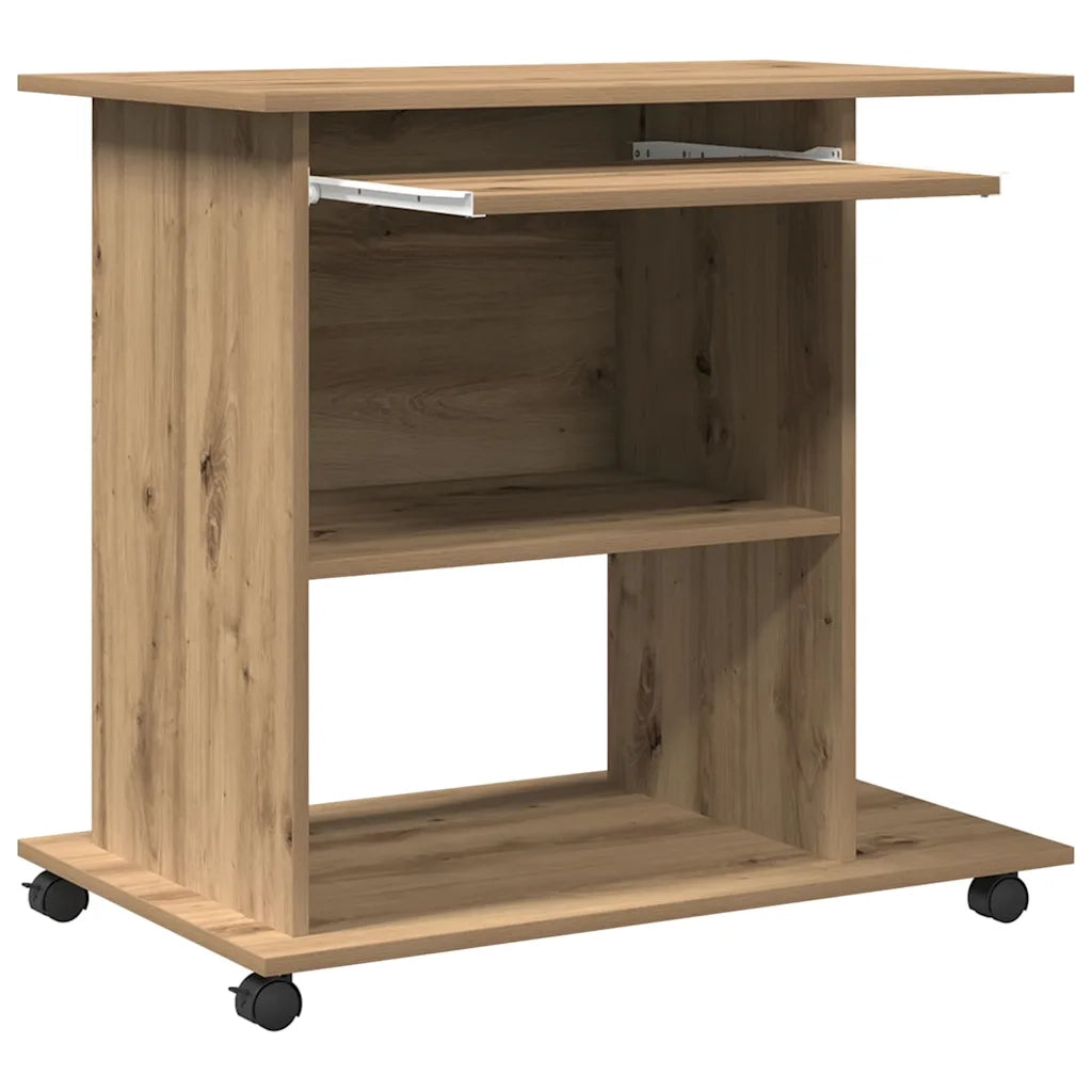 Scrivania Computer Rovere Artigianale Legno Multistrato