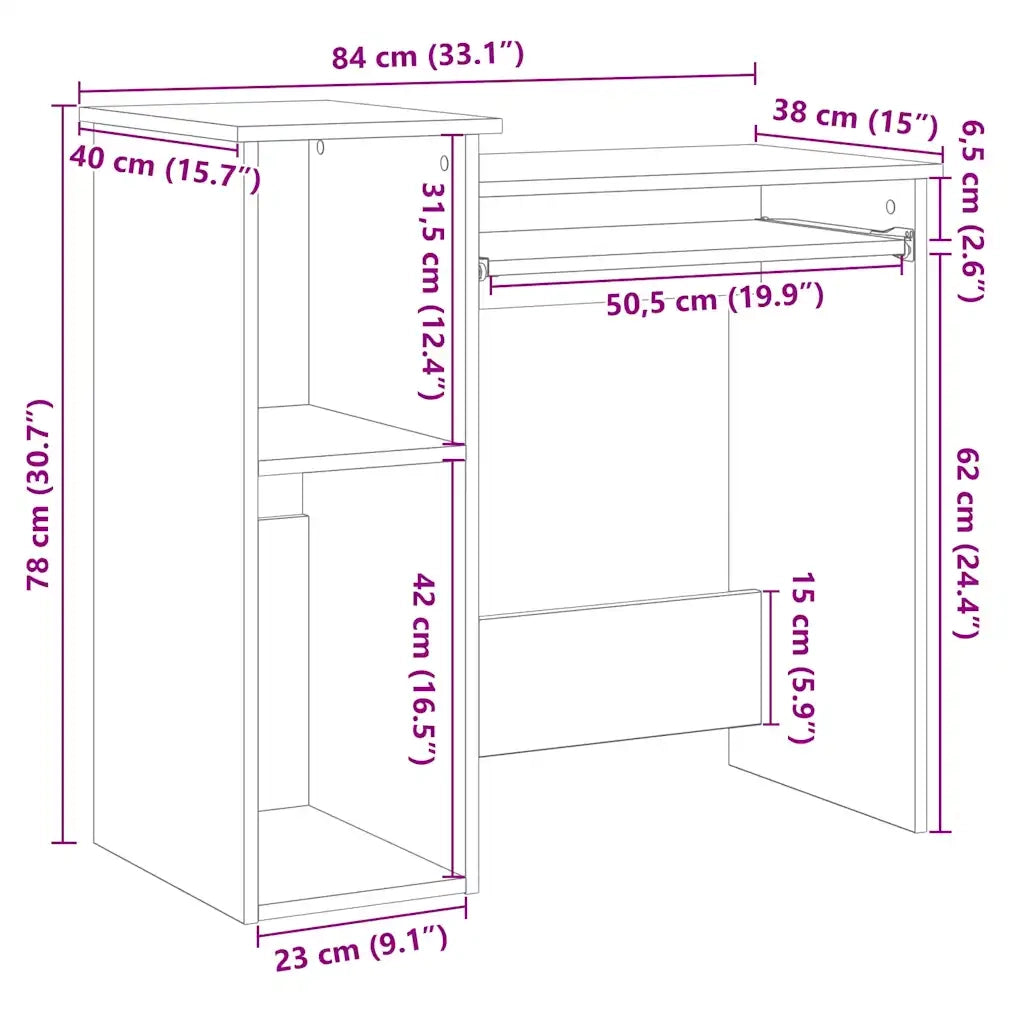 Scrivania Mensole Rovere Marrone 84x40x78 cm Legno Multistrato 860451