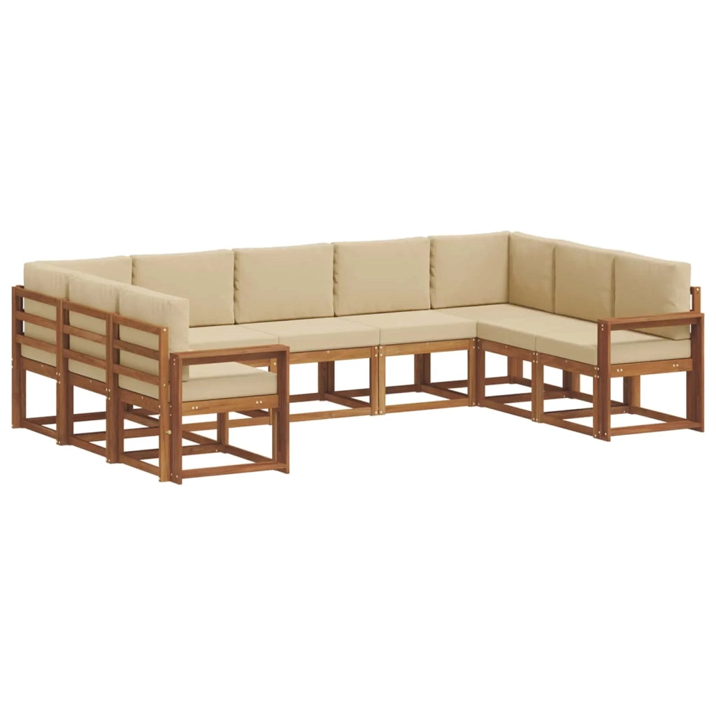 Set di divani da esterno con cuscino 9 pcs Naturale e Beige 3366991