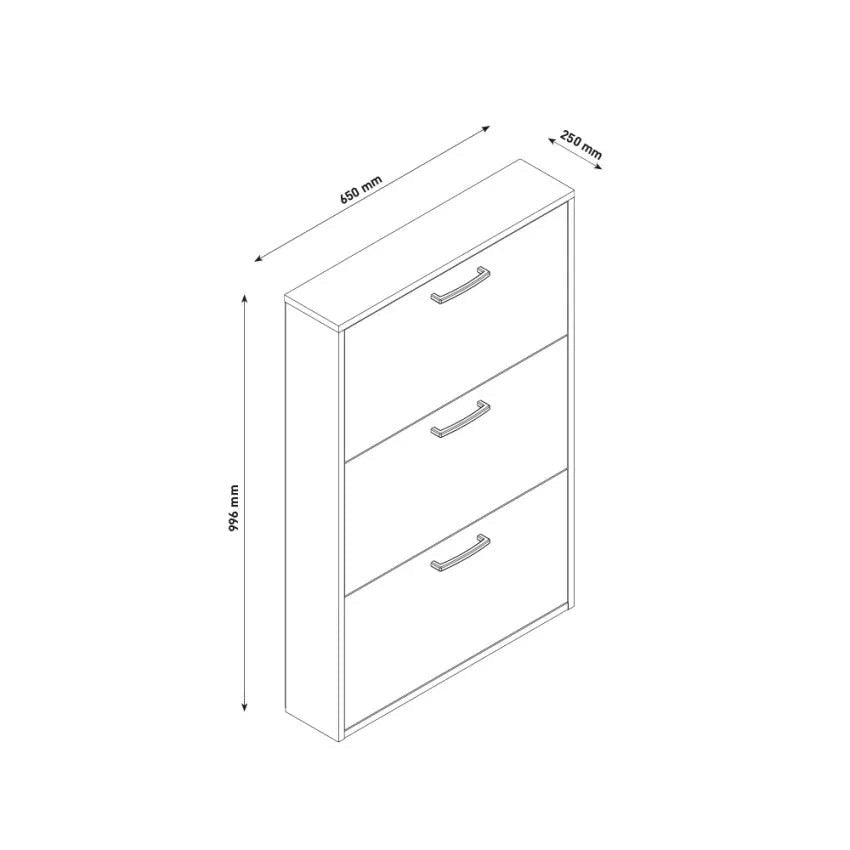 Scarpiera Salvaspazio 3 Ante Doppia Profondità 18 Paia 65x25x99,6 cm in Truciolare Nobilitato Rovere Sonoma