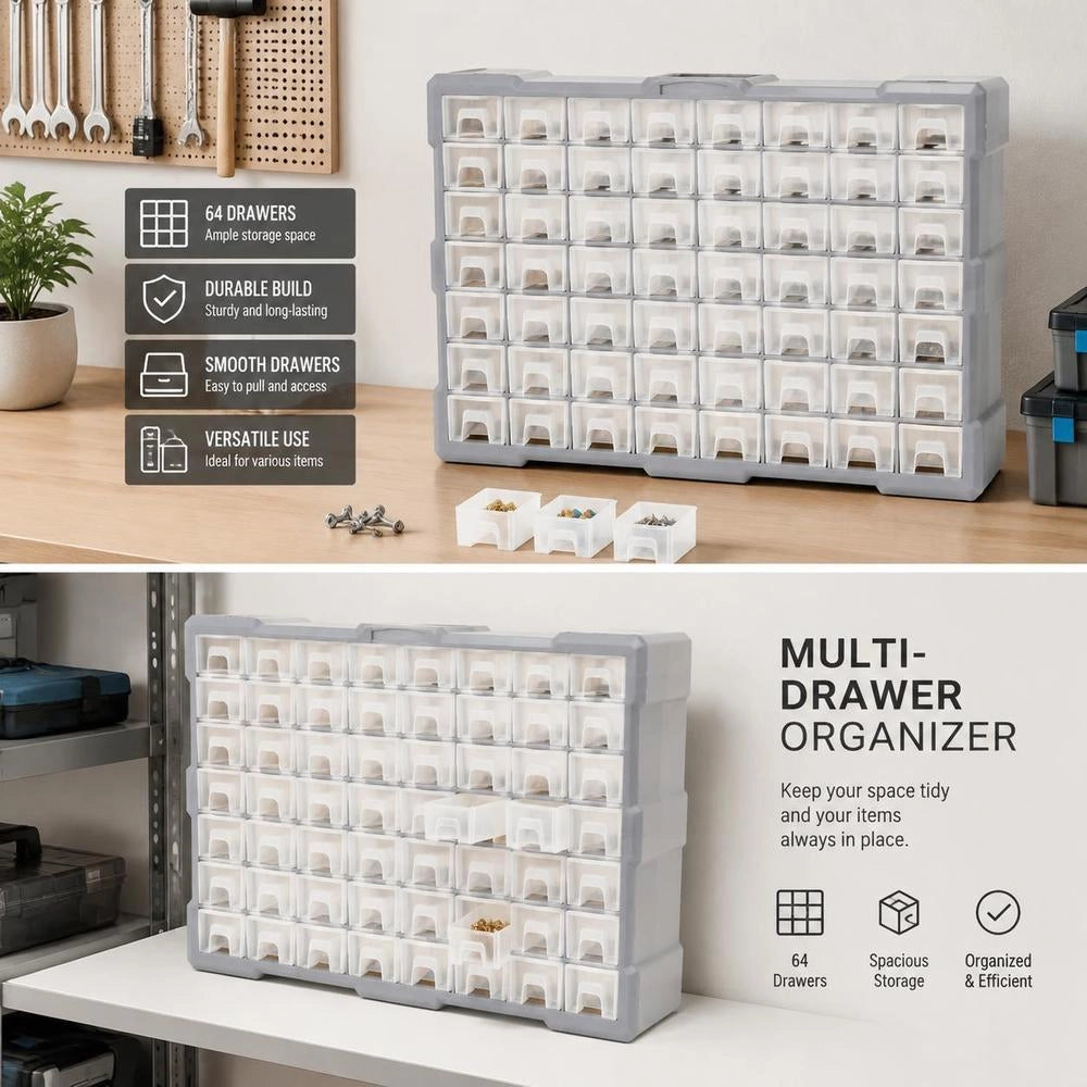 Multi-drawer Organizer With 64 Drawers, 52x16x37.5 Cm