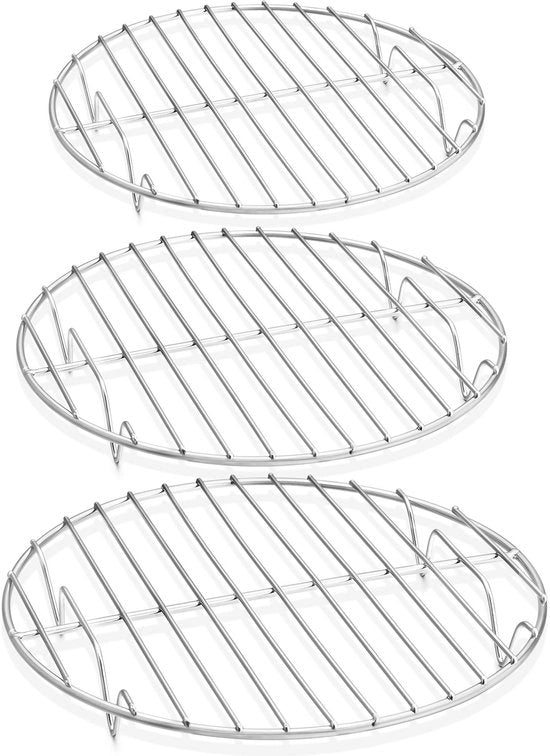 Set di raffreddamento a 3 giri in acciaio inossidabile Ø 19 cm/23 cm/27 cm - Resistenti al lavastoviglie Griglia da cucina per padelle e grigliare