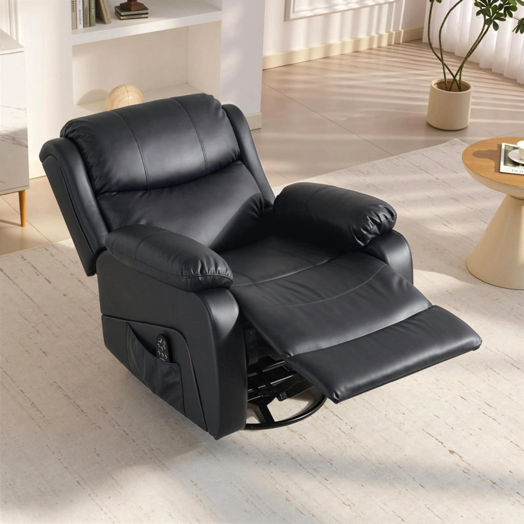 Poltrona Reclinabile Massaggiante con Poggiapiedi ¨C zephmum ¨C 87x97x100 cm, Nero