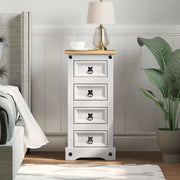 Comodino Corona Bianco 35 x 32,5 x 74 cm Pino massello 42021185