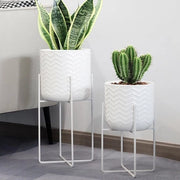 Set di 2 supporti per piante in metallo 31 cm & 45 cm Supporto per fiori Vasi per piante Moderni sostegni per vasi da fiore per interni e esterni Casa Giardino Terrazza Patio Decorazione (Bianco)