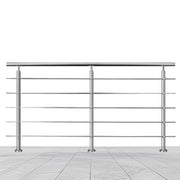 Balaustra Corrimano Ringhiera in acciaio inox 304 spazzolato 200x106cm per interni ed esterni 5 barre trasversali
