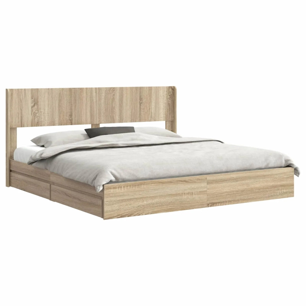 Struttura del letto con stoccaggio e testata Rovere Sonoma