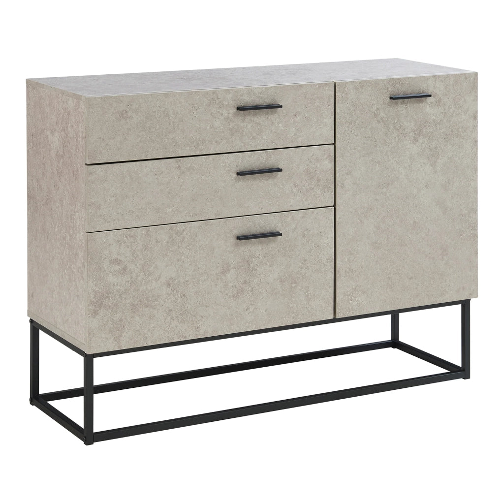 Credenza/cassettiera/mobile contenitore 75 x 100 x 35 cm soggiorno ingresso camera da letto grigio chiaro effetto cemento 03_0009031
