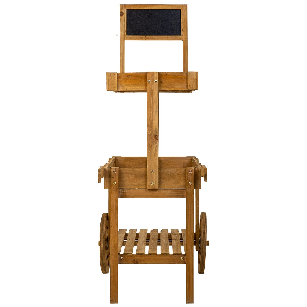 Carrello espositivo con ruote in legno marrone 55x86x135h