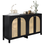 Credenza con 4 ante e ripiano regolabile; per soggiorno; in MDF; nero