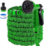 Serpentino flessibile per giardino, 15 m, serpentina flessibile con 7 funzioni, aspersore, serpentina reclinabile per irrigazione del giardino, animali domestici, lavaggio auto, 15 m, verde