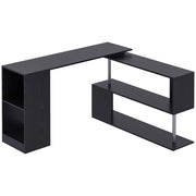 Scrivania Angolare Salvaspazio in Legno con Cassetti ¨C zephmum ¨C 140x120x78 cm, Nero