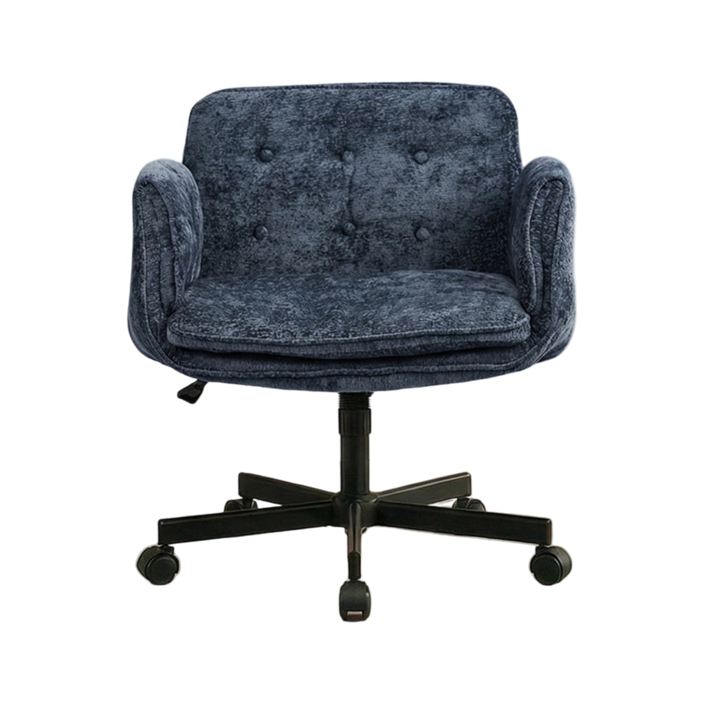 Sedia da ufficio girevole con ruote, braccioli regolabili, tessuto blu, portata 150 kg