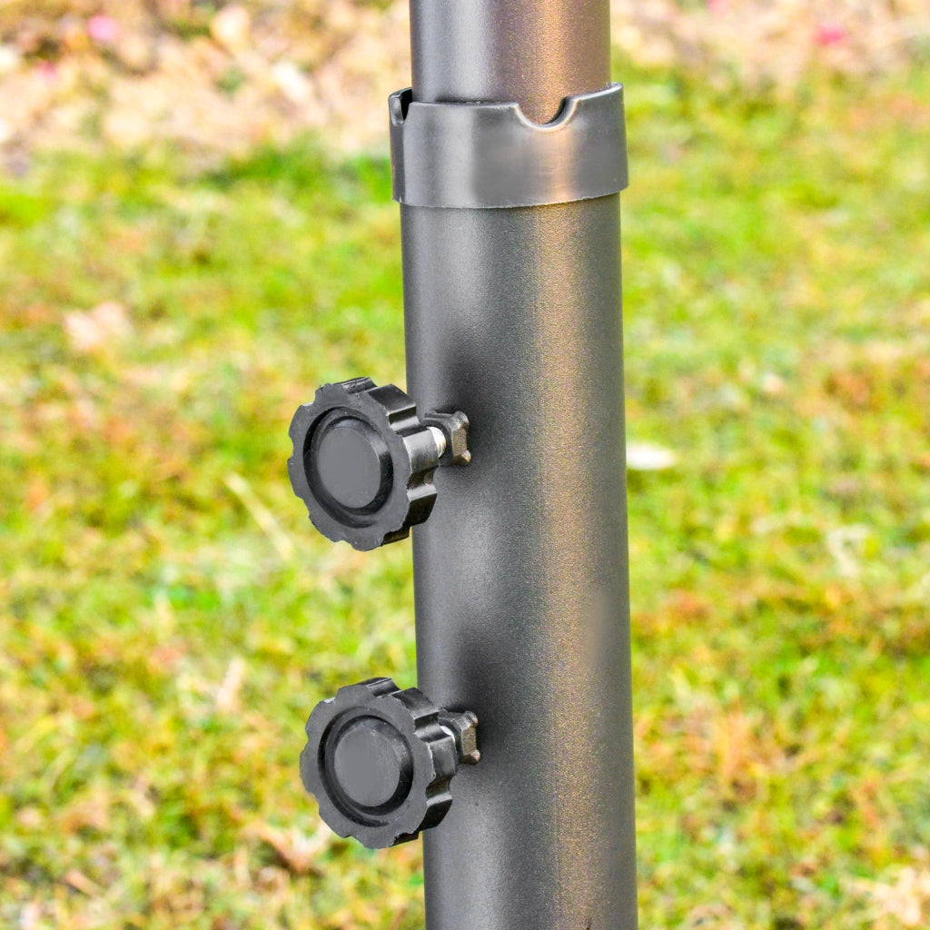Doppio parasole ovale grigio scuro 460 x 270 x 240 cm da giardino e patio con supporto e manopoli regolabili